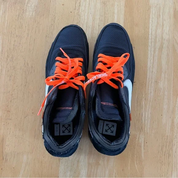 Nike Air Max 90 Men’s Black, White & Orange Low-Top Athletic Sneakers - Picture 9 of 13